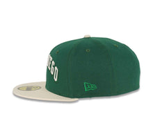 Load image into Gallery viewer, San Diego Padres New Era MLB 59FIFTY 5950 Fitted Cap Hat Green Crown Cream Visor Cream Script Logo Stadium Side Patch Gray UV
