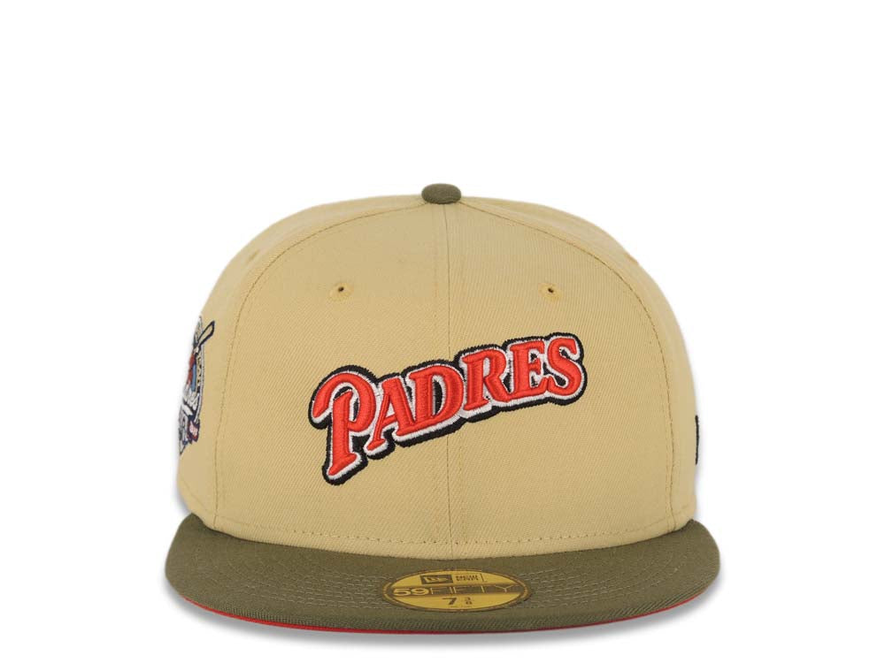 Off White San Diego Padres Brown Visor 50th Anniversary Patch Fitted 7 1/8