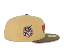 Load image into Gallery viewer, San Diego Padres New Era MLB 59FIFTY 5950 Fitted Cap Hat Yellow Green Crown Olive Visor Red/White/Black Script Logo 40th Anniversary Side Patch Red UV
