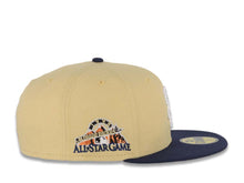 Load image into Gallery viewer, San Diego Padres New Era MLB 59FIFTY 5950 Fitted Cap Hat Yellow Green Crown Light Navy Blue Visor White Logo 1998 All-Star Game Side Patch Gray UV
