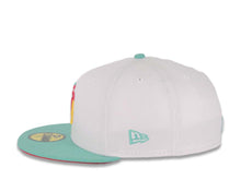 Load image into Gallery viewer, (City Connect Colors) San Diego Padres New Era MLB 59FIFTY 5950 Fitted Cap Hat White Crown Teal Visor Teal/Magenta/Yellow 40th Anniversary Side Patch

