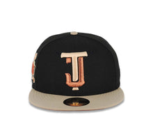 Load image into Gallery viewer, Tijuana Toros New Era LMB 59FIFTY 5950 Fitted Cap Hat Black Crown Khaki Visor Metallic Brown/Peach Logo Desarollo Toros Side Patch Dark Orange UV
