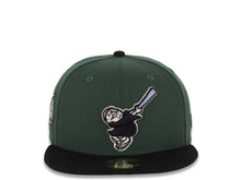 Load image into Gallery viewer, San Diego Padres New Era MLB 59FIFTY 5950 Fitted Cap Hat Green Crown Black Visor Black/Pale Purple Swinging Friar Logo 40th Anniversary Side Patch
