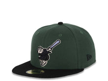 Load image into Gallery viewer, San Diego Padres New Era MLB 59FIFTY 5950 Fitted Cap Hat Green Crown Black Visor Black/Pale Purple Swinging Friar Logo 40th Anniversary Side Patch
