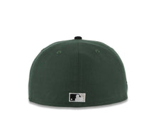 Load image into Gallery viewer, San Diego Padres New Era MLB 59FIFTY 5950 Fitted Cap Hat Green Crown Black Visor Black/Pale Purple Swinging Friar Logo 40th Anniversary Side Patch
