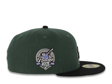 Load image into Gallery viewer, San Diego Padres New Era MLB 59FIFTY 5950 Fitted Cap Hat Green Crown Black Visor Black/Pale Purple Swinging Friar Logo 40th Anniversary Side Patch
