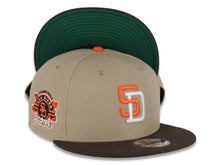 Load image into Gallery viewer, San Diego Padres New Era MLB 9FIFTY 950 Snapback Cap Hat Khaki Crown Brown Visor Orange/White Logo Stadium Side Patch Green UV
