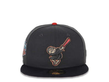 Load image into Gallery viewer, San Diego Padres New Era MLB 59FIFTY 5950 Fitted Cap Hat Graphite/Navy Metallic Black/Red Swinging Friar Jackie Robinson 50th Anniversary Side Patch
