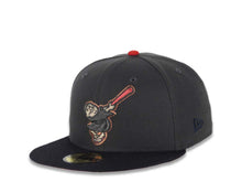 Load image into Gallery viewer, San Diego Padres New Era MLB 59FIFTY 5950 Fitted Cap Hat Graphite/Navy Metallic Black/Red Swinging Friar Jackie Robinson 50th Anniversary Side Patch
