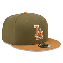 Load image into Gallery viewer, Los Angeles Dodgers New Era MLB 9FIFTY 950 Snapback Cap Hat Olive Green Crown Light Brown Visor Brown/White Logo (2-Tone Color Pack)
