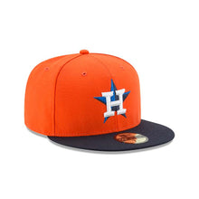 Load image into Gallery viewer, (Youth) Houston Astros New Era MLB 59FIFTY 5950 Kids Fitted Cap Hat Orange Crown Navy Visor White/Navy Blue Logo
