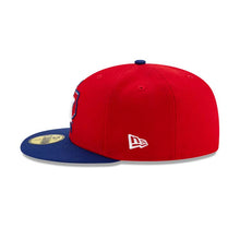 Load image into Gallery viewer, (Youth) Texas Rangers New Era MLB 59FIFTY 5950 Kids Fitted Cap Hat Red Crown Royal Blue Visor Team Color Logo with State Map
