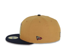 Load image into Gallery viewer, Mexico New Era World Baseball Classic WBC 59FIFTY 5950 Fitted Cap Hat Tan Crown Navy Blue Visor Red/Navy/Metallic Gold Logo Red UV
