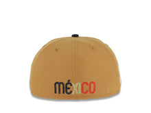 Load image into Gallery viewer, Mexico New Era World Baseball Classic WBC 59FIFTY 5950 Fitted Cap Hat Tan Crown Navy Blue Visor Red/Navy/Metallic Gold Logo Red UV
