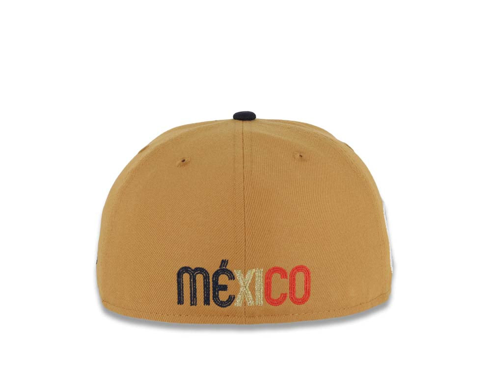Mexico New Era 59FIFTY 5950 Fitted Cap Hat Tan Crown Navy  display picture 1