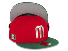 Load image into Gallery viewer, Mexico New Era World Baseball Classic WBC 59FIFTY 5950 Fitted Cap Hat Red Crown Green Visor White/Green/Red Logo Gray UV
