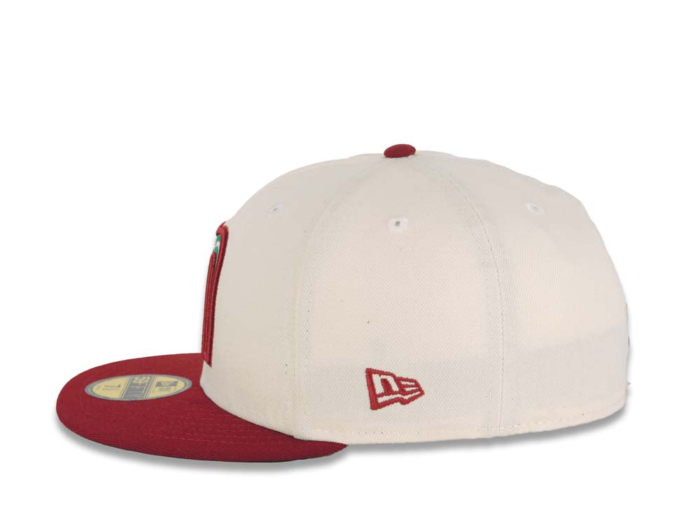Mexico New Era World Baseball Classic Wbc 59FIFTY 5950 Fitted Cap Hat Cream Crown Cardinal Visor Green/White/Cardinal Logo Green UV 7