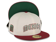 Load image into Gallery viewer, Mexico New Era World Baseball Classic WBC 59FIFTY 5950 Fitted Cap Hat Cream Crown Cardinal Visor Green/White/Cardinal Script Logo Green UV
