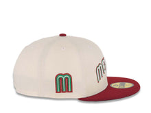 Load image into Gallery viewer, Mexico New Era World Baseball Classic WBC 59FIFTY 5950 Fitted Cap Hat Cream Crown Cardinal Visor Green/White/Cardinal Script Logo Green UV
