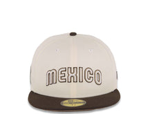 Load image into Gallery viewer, Mexico New Era World Baseball Classic WBC 59FIFTY 5950 Fitted Cap Hat Cream Crown Brown Visor Brown/White Logo Khaki UV
