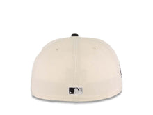 Load image into Gallery viewer, San Diego Padres New Era MLB 59FIFTY 5950 Fitted Cap Hat Cream Crown Black Visor Dark Gray/Black Swinging Friar Logo 1998 World Series Side Patch UV
