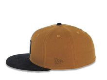 Load image into Gallery viewer, (Corduroy) San Diego Padres New Era MLB 59FIFTY 5950 Fitted Cap Hat Brown Crown Black Visor Cream/Black Logo 1998 World Series Side Patch Brown UV
