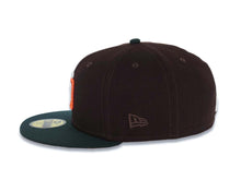 Load image into Gallery viewer, San Diego Padres New Era MLB 59FIFTY 5950 Fitted Cap Hat Dark Brown Crown Dark Green Visor White/Orange Logo 1992 All-Star Game Side Patch Orange UV
