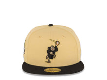 Load image into Gallery viewer, San Diego Padres New Era MLB 59FIFTY 5950 Fitted Cap Hat Vegas Gold Crown Black Visor Metallic Gold Catching Friar Logo 40th Anniversary Side Patch
