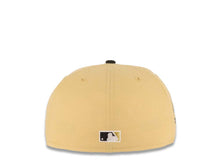 Load image into Gallery viewer, San Diego Padres New Era MLB 59FIFTY 5950 Fitted Cap Hat Vegas Gold Crown Black Visor Metallic Gold Catching Friar Logo 40th Anniversary Side Patch
