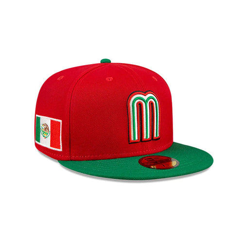 Mexico New Era World Baseball Classic WBC 59FIFTY 5950 Fitted Cap Hat Red Crown Green Visor White/Green/Red/Black Logo Gray UV