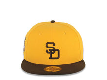 Load image into Gallery viewer, San Diego Padres New Era MLB 59FIFTY 5950 Fitted Cap Hat Yellow Crown Brown Visor Brown Logo 40th Anniversary Side Patch Green UV
