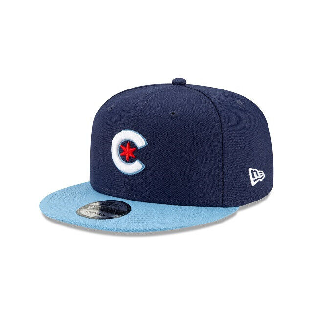 Chicago Cubs New Era MLB 9FIFTY 950 Snapback Cap Hat Navy Blue Crown Sky Blue Visor White/Red Logo (City Connect)