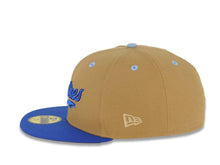 Load image into Gallery viewer, San Diego Padres New Era MLB 59FIFTY 5950 Fitted Cap Hat Tan Crown Royal Blue Visor Padres Script/Text Logo 2007 All-Star Game Side Patch
