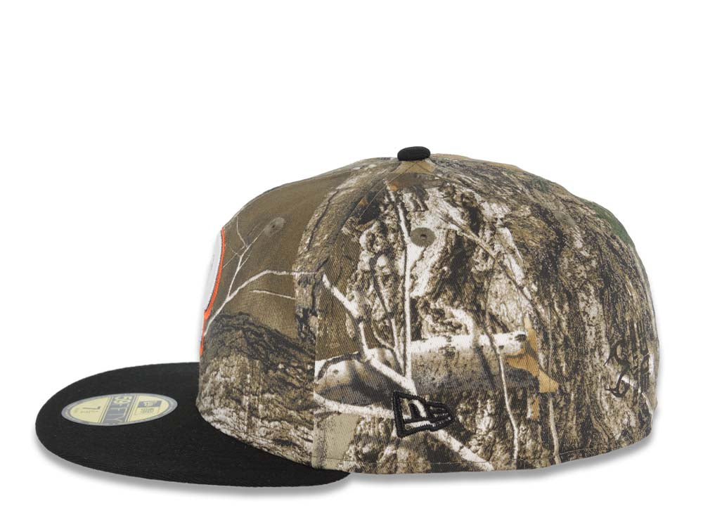 San Diego Padres New Era MLB 59FIFTY 5950 Fitted Cap Hat Real Tree Edge  Camo Crown Black Visor White P Logo Jackie Robinson 50th Anniversary  SidePatch