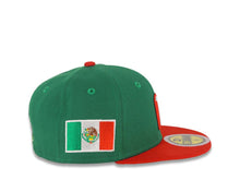 Load image into Gallery viewer, (Youth) Mexico New Era WBC World Baseball Classic 59FIFTY 5950 Fitted Kid Cap Hat Green Crown Red Visor Green/White/Red Logo Mexico Flag Side Patch
