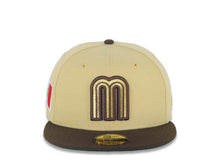 Load image into Gallery viewer, Mexico New Era WBC World Baseball Classic 59FIFTY 5950 Fitted Cap Hat Vegas Gold Crown Brown Visor Metallic Gold/Brown Logo Mexico Flag Side Patch
