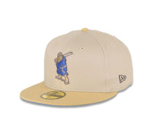 Load image into Gallery viewer, San Diego Padres New Era MLB 59FIFTY 5950 Fitted Cap Hat Stone Crown Vegas Gold Visor Metallic Blue/Aluminum Batting Friar Logo Go Padres Side Patch
