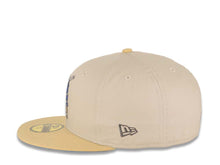 Load image into Gallery viewer, San Diego Padres New Era MLB 59FIFTY 5950 Fitted Cap Hat Stone Crown Vegas Gold Visor Metallic Blue/Aluminum Batting Friar Logo Go Padres Side Patch
