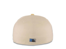 Load image into Gallery viewer, San Diego Padres New Era MLB 59FIFTY 5950 Fitted Cap Hat Stone Crown Vegas Gold Visor Metallic Blue/Aluminum Batting Friar Logo Go Padres Side Patch
