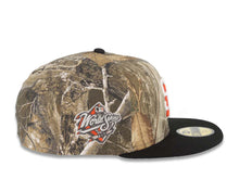 Load image into Gallery viewer, San Diego Padres New Era MLB 59FIFTY 5950 Fitted Cap Hat Real Tree Edge Camo Crown Black Visor White/Orange Logo 1998 World Series Side Patch Gray
