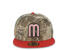 Load image into Gallery viewer, Mexico New Era WBC World Baseball Classic 59FIFTY 5950 Fitted Cap Hat Real Tree Edge Camo Crown Red Visor Glow White/Red Logo Mexico Flag Side Patch
