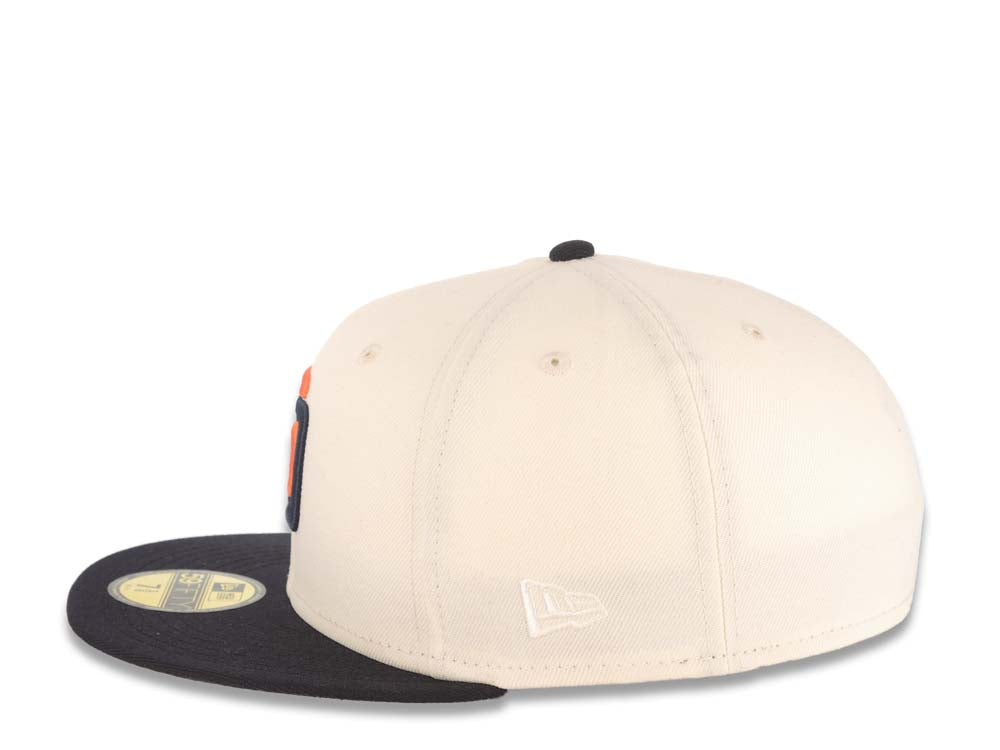 San Diego Padres New Era MLB 59FIFTY 5950 Fitted Cap Hat Light Brown Crown Navy Blue Visor Orange/Navy Blue Logo Batterman Batty Side Patch Gray UV 7
