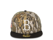 Load image into Gallery viewer, Los Angeles Dodgers New Era MLB 59FIFTY 5950 Fitted Cap Hat Real Tree Camo Crown Black Visor White Logo Jackie Robinson 50th Anniversary Side Patch
