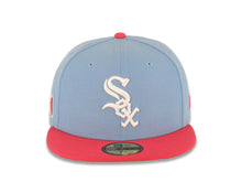 Load image into Gallery viewer, Chicago White Sox New Era MLB 59FIFTY 5950 Fitted Cap Hat Sky Blue Crown Pink Visor White Logo Mexico Flag Side Patch Gray UV
