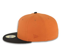 Load image into Gallery viewer, San Diego Padres New Era MLB 59FIFTY 5950 Fitted Cap Hat Dark Orange Crown Black Visor Metallic Silver/White P Logo 25th Anniversary Side Patch
