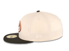 Load image into Gallery viewer, Arizona Diamondbacks New Era MLB 59FIFTY 5950 Fitted Cap Hat Cream Crown Black Visor Metallic Silver/Orange Snake Logo 2001 World Series Side Patch
