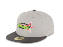 Load image into Gallery viewer, Houston Astros New Era MLB 59FIFTY 5950 Fitted Cap Hat Gray Crown Dark Gray Visor Lime Green/Red Logo 60th Anniversary Side Patch Gray UV
