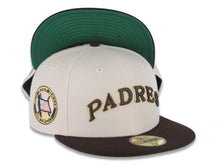 Load image into Gallery viewer, San Diego Padres New Era MLB 59FIFTY 5950 Fitted Cap Hat Stone Crown Dark Brown Visor Dark Brown/Metallic Gold Logo 1971 All-Star Game Side Patch
