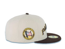 Load image into Gallery viewer, San Diego Padres New Era MLB 59FIFTY 5950 Fitted Cap Hat Stone Crown Dark Brown Visor Dark Brown/Metallic Gold Logo 1971 All-Star Game Side Patch
