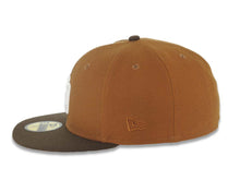 Load image into Gallery viewer, San Diego Padres New Era MLB 59FIFTY 5950 Fitted Cap Hat Toasted Peanut Crown Brown Visor Glow White Logo 1998 World Series Side Patch Pink UV
